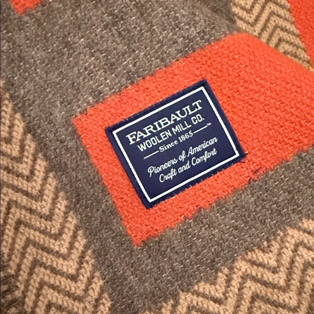 NEW Anthropologie Faribault Monogram D Wool Blend Throw Blanket